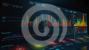 Futuristic Data Analytics Dashboard with Colorful Graphs