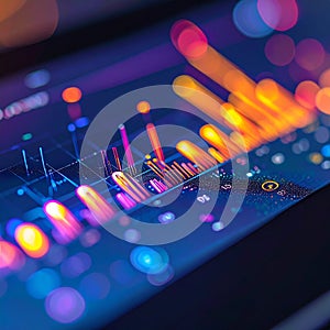Futuristic Data Analytics Dashboard Display