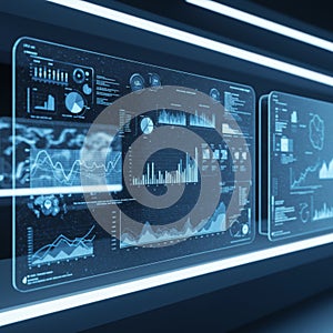 Futuristic Data Analytics Interface Display