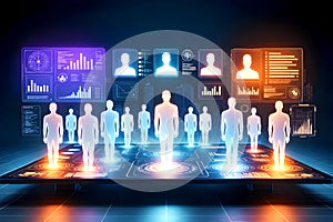 Futuristic Data Analytics Interface Visualizing Human Behavior Patterns In Surveillance Economy Systems