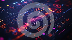 Futuristic Data Analytics Visualization with Interactive Graphical Interface