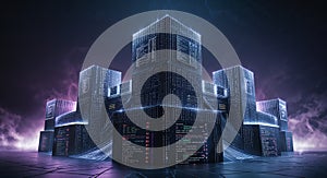 Futuristic data center server architecture cloud computing network infrastructure design