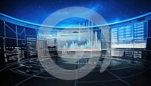 Futuristic Data Center with Graphs and Servers