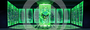 Futuristic data center interior or server room