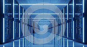 Futuristic data center interior