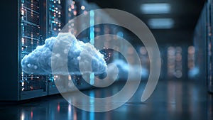 Cloud Computing Data Center Servers with Floating Clouds ai generated ai generated