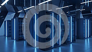 Data Center Servers Modern Technology, Cloud Computing, IT Infrastructure