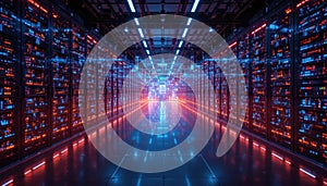 Futuristic Data Center and Server Racks