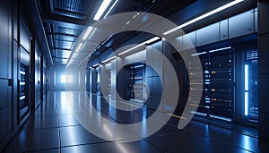 Futuristic Data Center Server Room Interior