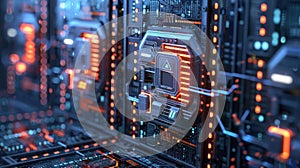 Futuristic Server Room Data Center with Complex Network Architecture for Cloud Computing