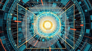 Futuristic Data Core Visualization - Digital Network Abstract