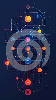 Futuristic Data Flow Circuit with Glowing Nodes