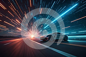 Futuristic data flow explosion effect