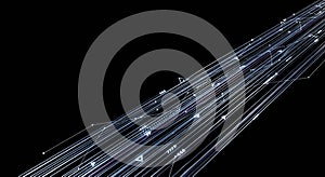 Futuristic data flow stream over black space