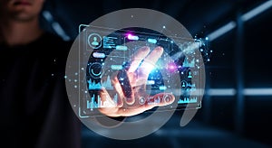 Futuristic Data Interface Interaction