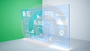 Futuristic Data Interface on Transparent Screen