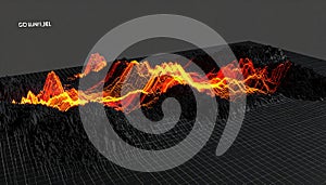 Futuristic Data Landscape with Energy Waveform