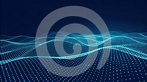 Digital wave surface visualization of abstract data-flow creating a technological background.