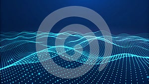 Digital wave surface visualization of abstract data-flow creating a technological background.