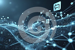 Futuristic Data Network and Digital Connection Grid Generative AI