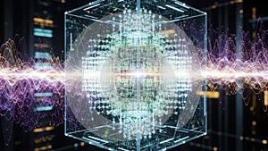 Futuristic data network in a digital cube