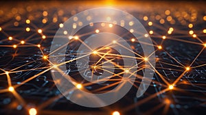 Futuristic Data Network: Glowing Connections & Neural Pathways