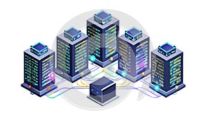 Futuristic Data Server Network for Cloud Computing AI, vector design Generative AI