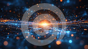 Abstract Futuristic Technology Background with Digital Data Network