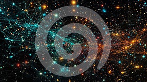 Futuristic Data Stream Network Background with Vibrant Colors in a Cosmic Space Environment