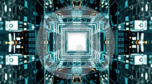 Futuristic Data Tunnel - Digital Matrix Visualization