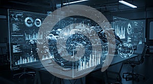 Futuristic Data Visualization and AI Concept