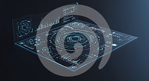 Futuristic Smart City Holographic Interface with Data Visualization