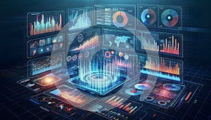 Futuristic Data Visualization Dashboard ai generative