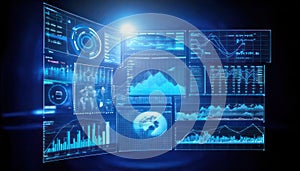 Futuristic Data Visualization on Digital Screens