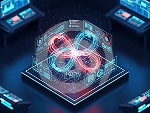 Futuristic Data Visualization on Digital Tablet