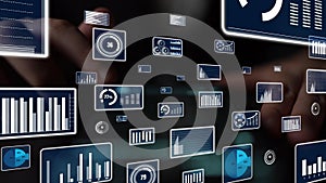 Futuristic Data Visualization Elements with Interactive Charts, Graphs, and Digital Interfaces for Modern Analytics and