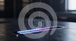 Futuristic Data Visualization Emitting Abstract Light Particles Over Surface