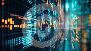 Futuristic data visualization in a glowing digital interface