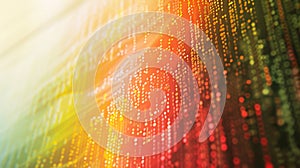 Futuristic data visualization with glowing digital matrix