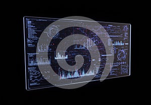 Futuristic Data Visualization Interface with Glowing Charts