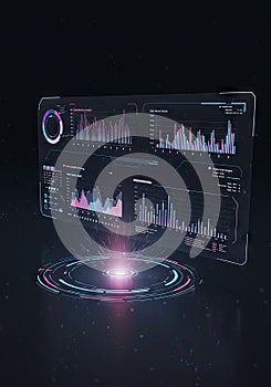 Futuristic Data Visualization Interface with Graphs
