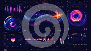 Futuristic Data Visualization Interface Neon Display