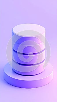 Futuristic Database Icon in Neon Gradient Light