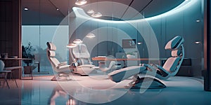 Futuristic dental cabinet, futuristic medicine concept, realistic design illustration, generative ai