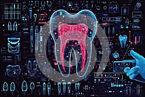 Futuristic dental care concept with AI technology visualization