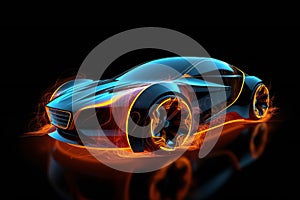 Futuristic design of electric car concept on black background