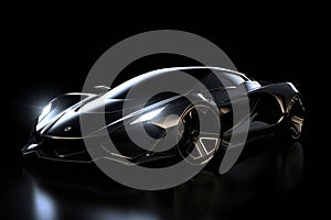 Futuristic design of electric car concept on black background