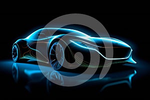 Futuristic design of electric car concept on black background