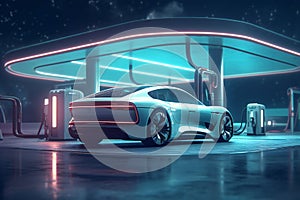 Futuristic design of electric car concept on black background