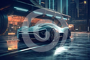 Futuristic design of electric car concept on black background